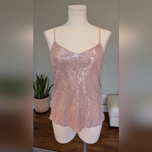 Dynamite Women's Y2K Sequin Pink Camisole Top Size M - Picture 2 of 14